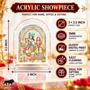 Radha Krishna L Shape Acrylic Showpiece 3 X 3.5 Inch For Home, Office And Car (F176476)