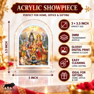 Lord Shiv And Durga L Shape Acrylic Showpiece 3 X 3.5 Inch For Home, Office And Car (F176478)