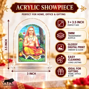 Adi Guru Shankaracharya L Shape Acrylic Showpiece 3 X 3.5 Inch For Home, Office And Car (F176480) Adi Guru Shankaracharya L Shape Acrylic Showpiece 3 X 3.5 Inch For Home, Office And Car (F176480)