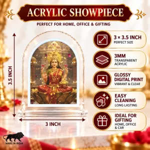 Goddess Lakshmi L Shape Acrylic Showpiece 3 X 3.5 Inch For Home, Office And Car (F176482)