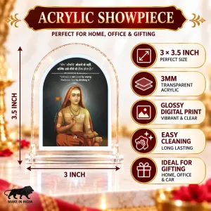 Adi Shankaracharya L Shape Acrylic Showpiece 3 X 3.5 Inch For Home, Office And Car (F176483)