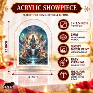 Lord Shiva L Shape Acrylic Showpiece 3 X 3.5 Inch For Home, Office And Car (F176487)