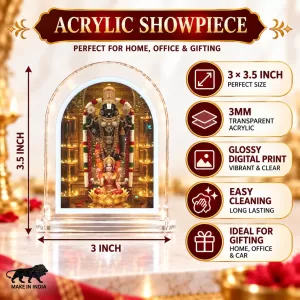 God Venkatswar L Shape Acrylic Showpiece 3 X 3.5 Inch For Home, Office And Car (F176489) God Venkatswar L Shape Acrylic Showpiece 3 X 3.5 Inch For Home, Office And Car (F176489)