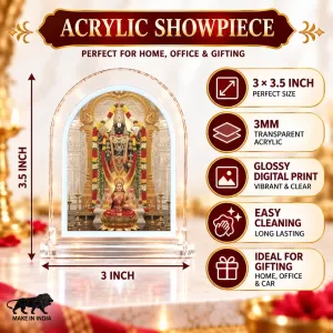 God Venkatswarar L Shape Acrylic Showpiece 3 X 3.5 Inch For Home, Office And Car (F176490)