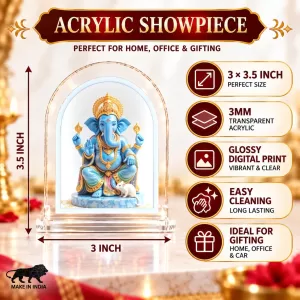 Lord Ganesha L Shape Acrylic Showpiece 3 X 3.5 Inch For Home, Office And Car (F176494) Lord Ganesha L Shape Acrylic Showpiece 3 X 3.5 Inch For Home, Office And Car (F176494)