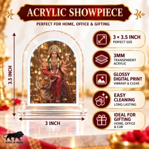 Durga Maa L Shape Acrylic Showpiece 3 X 3.5 Inch For Home, Office And Car (F176496) Durga Maa L Shape Acrylic Showpiece 3 X 3.5 Inch For Home, Office And Car (F176496)