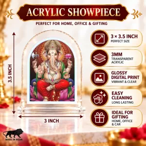Lord Ganesha L Shape Acrylic Showpiece 3 X 3.5 Inch For Home, Office And Car (F176506) Lord Ganesha L Shape Acrylic Showpiece 3 X 3.5 Inch For Home, Office And Car (F176506)