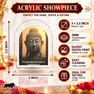 Buddha L Shape Acrylic Showpiece 3 X 3.5 Inch For Home, Office And Car (F176512)