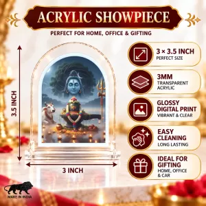 Lord Shiva L Shape Acrylic Showpiece 3 X 3.5 Inch For Home, Office And Car (F176514)