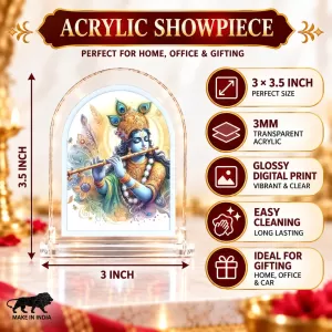 Lord Krishna L Shape Acrylic Showpiece 3 X 3.5 Inch For Home, Office And Car (F176515)