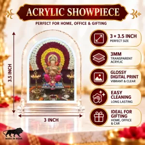Lord Ganesha L Shape Acrylic Showpiece 3 X 3.5 Inch For Home, Office And Car (F176522) Lord Ganesha L Shape Acrylic Showpiece 3 X 3.5 Inch For Home, Office And Car (F176522)