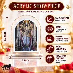 Lord Venkateswara L Shape Acrylic Showpiece 3 X 3.5 Inch For Home, Office And Car (F176526)