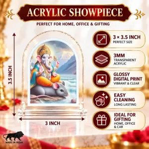 Lord Ganesha L Shape Acrylic Showpiece 3 X 3.5 Inch For Home, Office And Car (F176533) Lord Ganesha L Shape Acrylic Showpiece 3 X 3.5 Inch For Home, Office And Car (F176533)