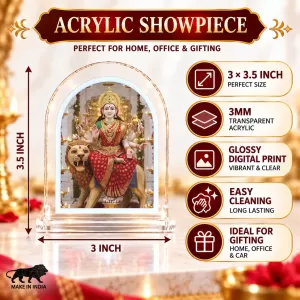 Durga Maa L Shape Acrylic Showpiece 3 X 3.5 Inch For Home, Office And Car (F176537) Durga Maa L Shape Acrylic Showpiece 3 X 3.5 Inch For Home, Office And Car (F176537)