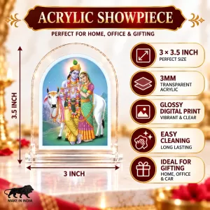 Radha Krishna L Shape Acrylic Showpiece 3 X 3.5 Inch For Home, Office And Car (F176541)