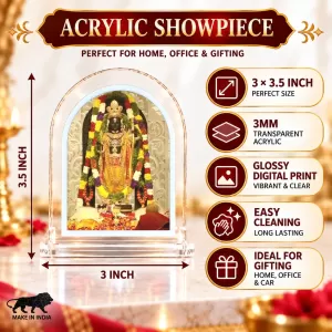 Lord Venkateswara L Shape Acrylic Showpiece 3 X 3.5 Inch For Home, Office And Car (F176542)