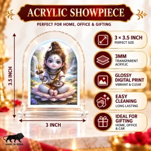 Lord Shiva L Shape Acrylic Showpiece 3 X 3.5 Inch For Home, Office And Car (F176547)