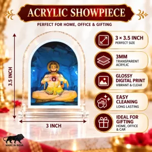Hanuman L Shape Acrylic Showpiece 3 X 3.5 Inch For Home, Office And Car (F176549)