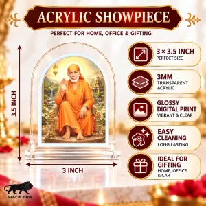 Sai Baba L Shape Acrylic Showpiece 3 X 3.5 Inch For Home, Office And Car (F176555)