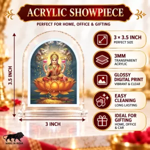 Goddess Lakshmi L Shape Acrylic Showpiece 3 X 3.5 Inch For Home, Office And Car (F176557) Goddess Lakshmi L Shape Acrylic Showpiece 3 X 3.5 Inch For Home, Office And Car (F176557)