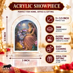 Radha Krishna L Shape Acrylic Showpiece 3 X 3.5 Inch For Home, Office And Car (F176561)