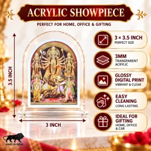 Durga Maa L Shape Acrylic Showpiece 3 X 3.5 Inch For Home, Office And Car (F176562) Durga Maa L Shape Acrylic Showpiece 3 X 3.5 Inch For Home, Office And Car (F176562)
