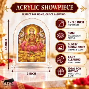 Goddess Lakshmi L Shape Acrylic Showpiece 3 X 3.5 Inch For Home, Office And Car (F176568)