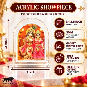 Radha Krishna L Shape Acrylic Showpiece 3 X 3.5 Inch For Home, Office And Car (F176569)