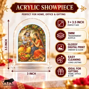 Radha Krishna L Shape Acrylic Showpiece 3 X 3.5 Inch For Home, Office And Car (F176570)
