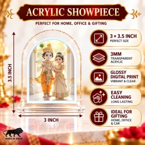 Radha Krishna L Shape Acrylic Showpiece 3 X 3.5 Inch For Home, Office And Car (F176572)