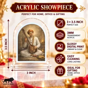 Shree Namdev Maharaj L Shape Acrylic Showpiece 3 X 3.5 Inch For Home, Office And Car (F176573) Shree Namdev Maharaj L Shape Acrylic Showpiece 3 X 3.5 Inch For Home, Office And Car (F176573)