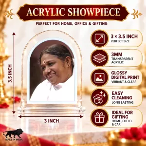 Mata Amritanandamayi L Shape Acrylic Showpiece 3 X 3.5 Inch For Home, Office And Car (F176580) Mata Amritanandamayi L Shape Acrylic Showpiece 3 X 3.5 Inch For Home, Office And Car (F176580)