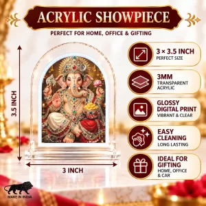 Lord Ganesha L Shape Acrylic Showpiece 3 X 3.5 Inch For Home, Office And Car (F176581) Lord Ganesha L Shape Acrylic Showpiece 3 X 3.5 Inch For Home, Office And Car (F176581)
