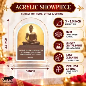 Buddha L Shape Acrylic Showpiece 3 X 3.5 Inch For Home, Office And Car (F176589)