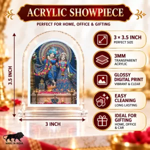 Radha Krishna L Shape Acrylic Showpiece 3 X 3.5 Inch For Home, Office And Car (F176594)