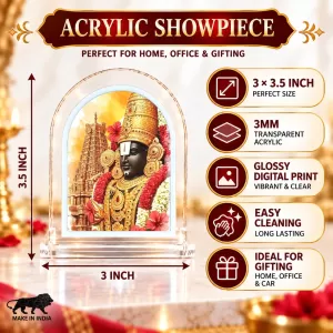 Lord Venkateswara L Shape Acrylic Showpiece 3 X 3.5 Inch For Home, Office And Car (F176597)