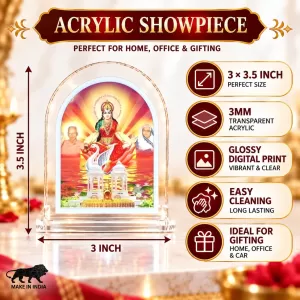 Gayatri Mata L Shape Acrylic Showpiece 3 X 3.5 Inch For Home, Office And Car (F176604)