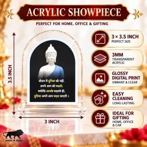 Buddha L Shape Acrylic Showpiece 3 X 3.5 Inch For Home, Office And Car (F176606)