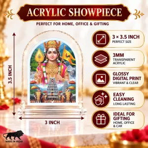 Lord Murugan L Shape Acrylic Showpiece 3 X 3.5 Inch For Home, Office And Car (F176607) Lord Murugan L Shape Acrylic Showpiece 3 X 3.5 Inch For Home, Office And Car (F176607)