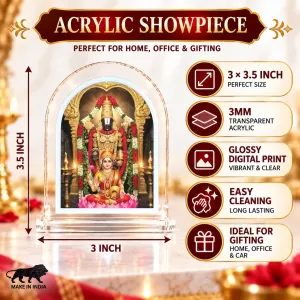God Venkatswar L Shape Acrylic Showpiece 3 X 3.5 Inch For Home, Office And Car (F176608)