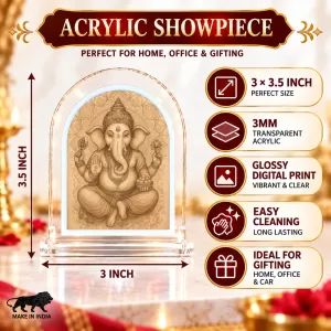 Lord Ganesha L Shape Acrylic Showpiece 3 X 3.5 Inch For Home, Office And Car (F176619) Lord Ganesha L Shape Acrylic Showpiece 3 X 3.5 Inch For Home, Office And Car (F176619)