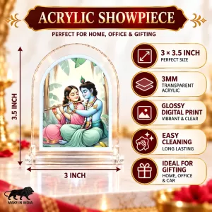 Radha Krishna L Shape Acrylic Showpiece 3 X 3.5 Inch For Home, Office And Car (F176624)