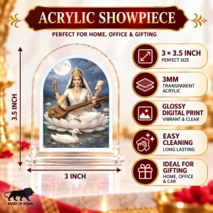 Goddess Saraswati L Shape Acrylic Showpiece 3 X 3.5 Inch For Home, Office And Car (F176628) Goddess Saraswati L Shape Acrylic Showpiece 3 X 3.5 Inch For Home, Office And Car (F176628)