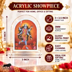Goddess Kali L Shape Acrylic Showpiece 3 X 3.5 Inch For Home, Office And Car (F176632)