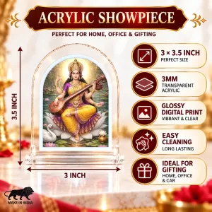 Goddess Saraswati L Shape Acrylic Showpiece 3 X 3.5 Inch For Home, Office And Car (F176640) Goddess Saraswati L Shape Acrylic Showpiece 3 X 3.5 Inch For Home, Office And Car (F176640)
