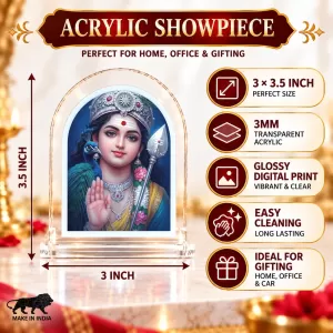 God Kartikeya L Shape Acrylic Showpiece 3 X 3.5 Inch For Home, Office And Car (F176659)