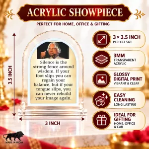 A P J Abdul Kalam L Shape Acrylic Showpiece 3 X 3.5 Inch For Home, Office And Car (F176660)