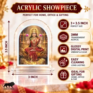 Goddess Lakshmi L Shape Acrylic Showpiece 3 X 3.5 Inch For Home, Office And Car (F176664) Goddess Lakshmi L Shape Acrylic Showpiece 3 X 3.5 Inch For Home, Office And Car (F176664)