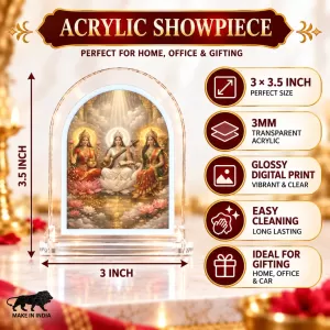 Goddes And Swaraswati L Shape Acrylic Showpiece 3 X 3.5 Inch For Home, Office And Car (F176667)