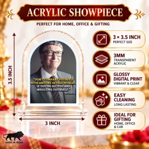 Bill Gates L Shape Acrylic Showpiece 3 X 3.5 Inch For Home, Office And Car (F176674)